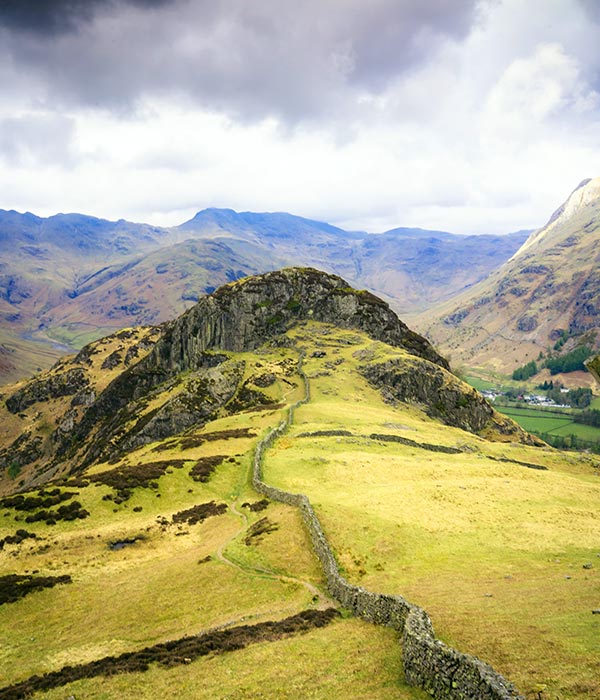 old stone wall in the Lake District in the UK