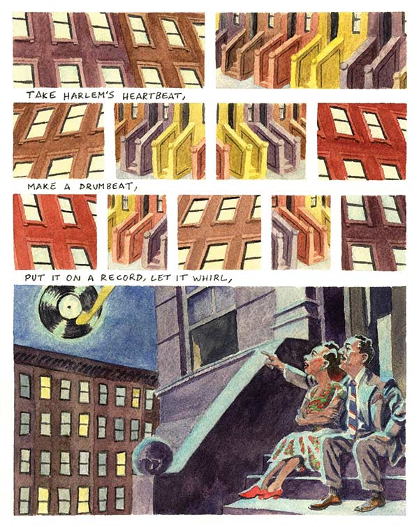 illustration of brownstones in Harlem