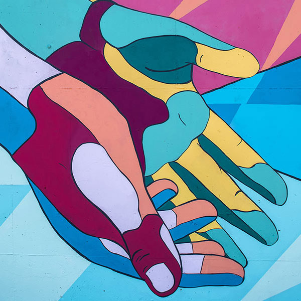 abstract colorful art of open hands