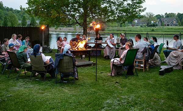 A Sunday evening sing-along starts at eight and ends when the neighbors say it’s enough!