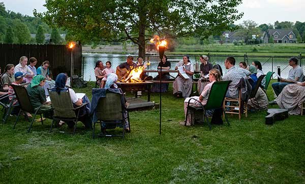 A Sunday evening sing-along starts at eight and ends when the neighbors say it’s enough! 