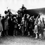 May 21, 1932 - Londonderry, Ireland - The female aviator Amelia Earhart, the first woman to fly alone across the Atlantic receives cheers from the crowd after touching down in North Ireland