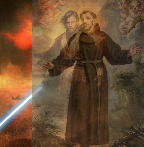 overlaid image of a jedi knight and St Francis