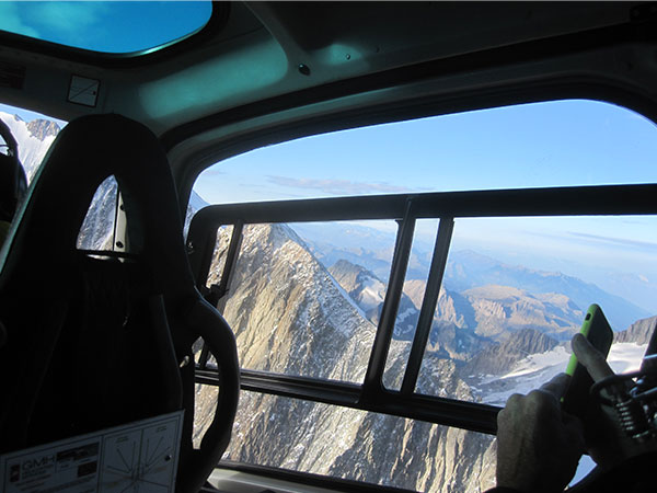 view of mountains in the Valle d'Aosta from helicopter 