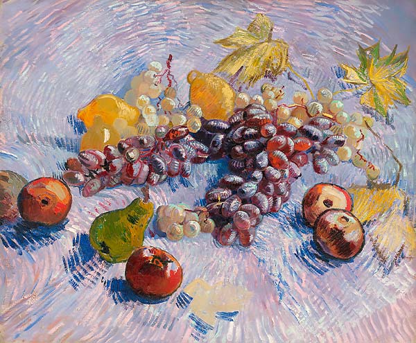 painting by Van Gogh of grapes, apples, pears, and lemons