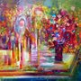 colorful painting of a couple lighting Sabbath candles
