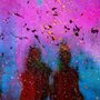abstract photo of a couple in a swirl of blue and pink