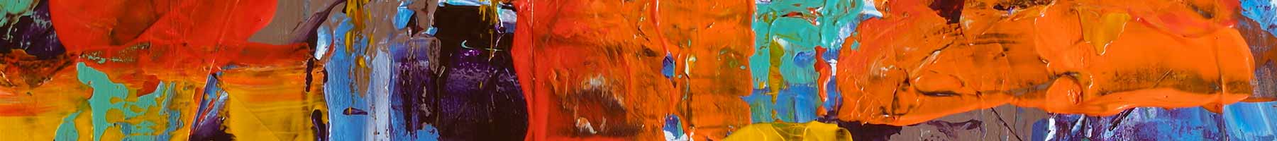 Abstract painting in red, orange and navy tones