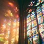 light shining through colorful stained glass