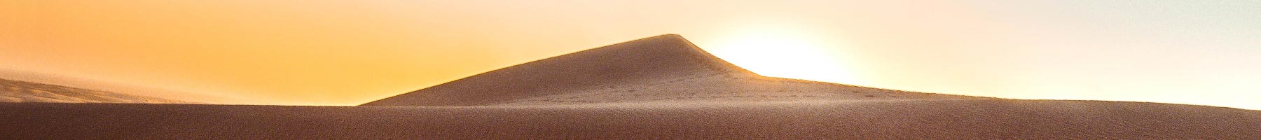 the sun rising over a sand dune