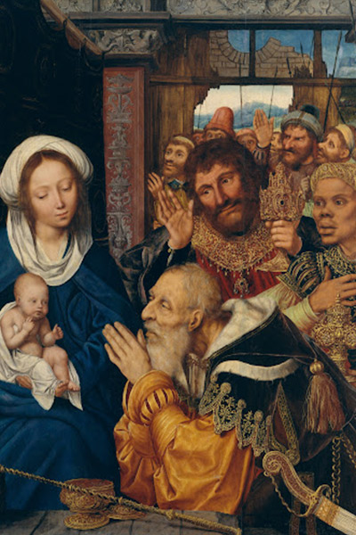 Pintura manierista de la adoración de los reyes magos