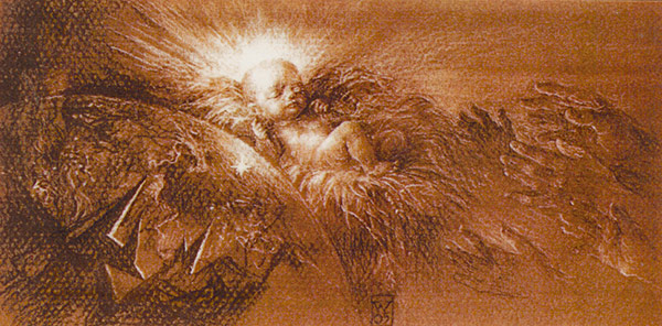 illustration of Jesus in a manger