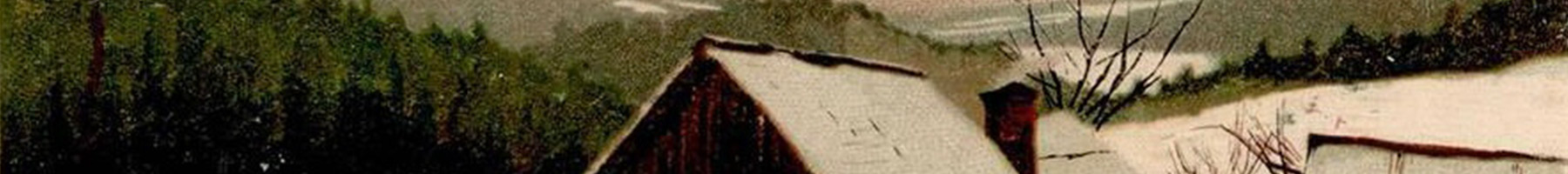 snow covered house in country landscape