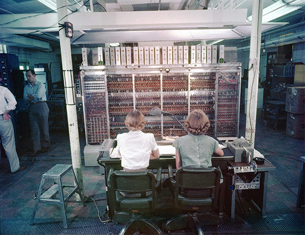 Operators in front of the MANIAC, 1952.