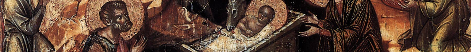 Medieval fresco of nativity scene in earth tones