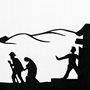 Paper cut of Holy Family turned away from the Inn