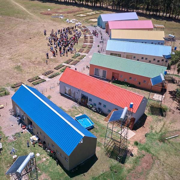 a row of colorful houses