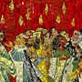 painting of flames above the heads of the disciples at Pentecost