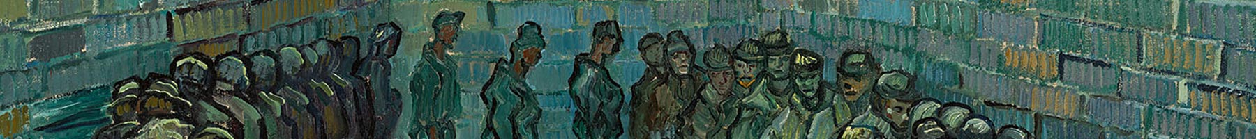 a painting of prisoners exercising in a prison yard