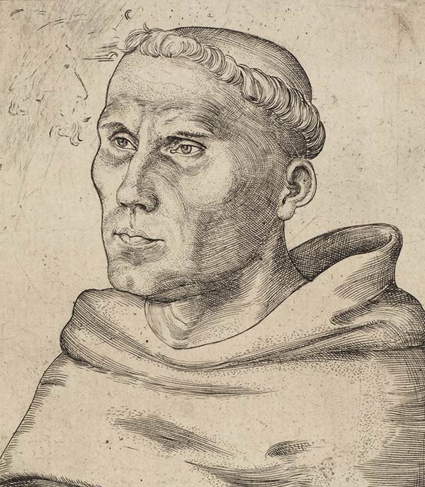 etching of Martin Luther as an Augustinian Monk