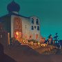 painting of an Easter procession outside a Russian church