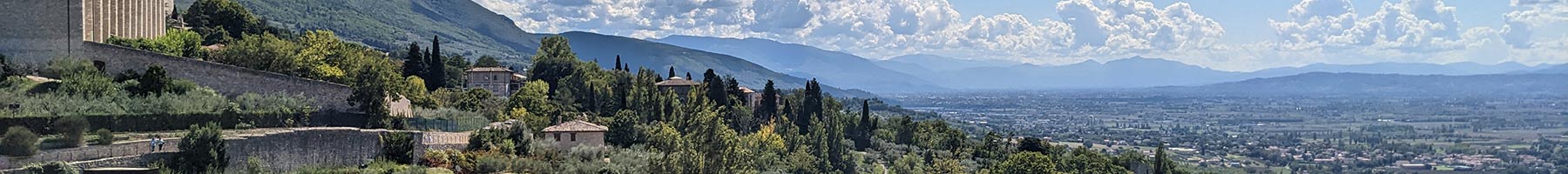 Church and scenic landscape in Assisi, Italy