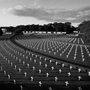 rows of headstones at Cambridge American Cemetery