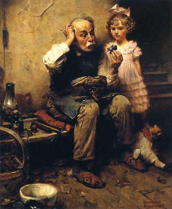 Cobbler Studying Doll's Shoe