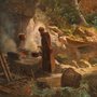 a hermit cooking in a cave