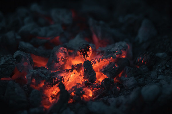 glowing embers from a fire
