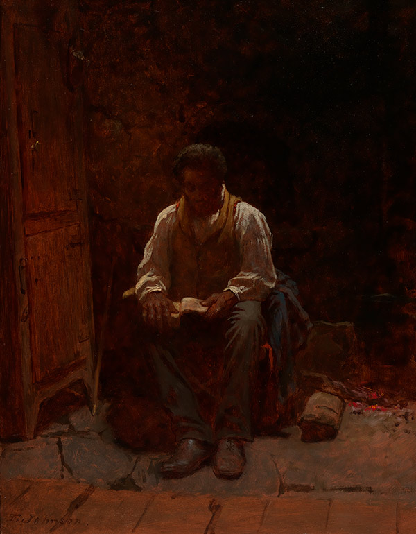 painting of a man reading a Bible
