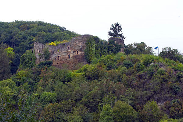 Ruins of the 12th century Dalburg Castle, destroyed by the French in the 19th century 