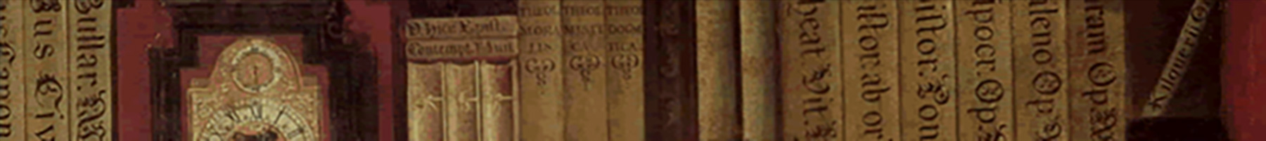 painting of old books on a shelf