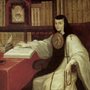 painting of Sor Juana Inés de la Cruz seated at a desk