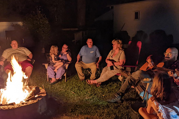 Campfire with neighbors after Hurricane Helene