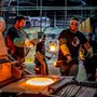 workers at a glass factory