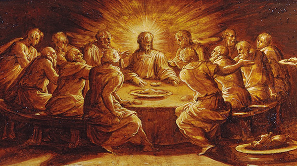 painting of Jesus having the Last Supper with his disciples