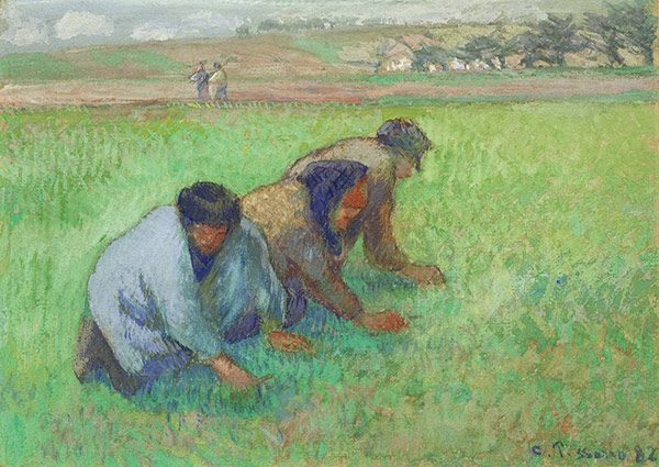 peasants weeding in a field