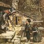 illustration of Hansel and Gretel and a witch