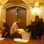 a pastor washing feet at the Bowery Mission