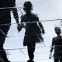 shadows of a parent and children on a rainy day