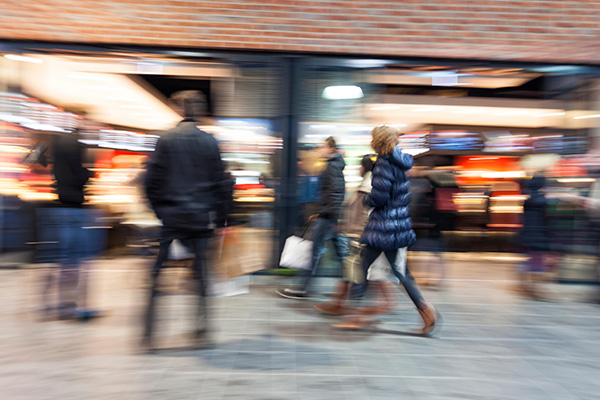 People walking in a shopping center