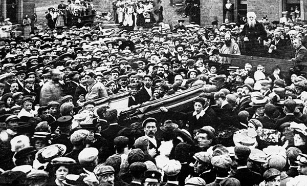 William Booth speaking to a crowd at Denby Dale