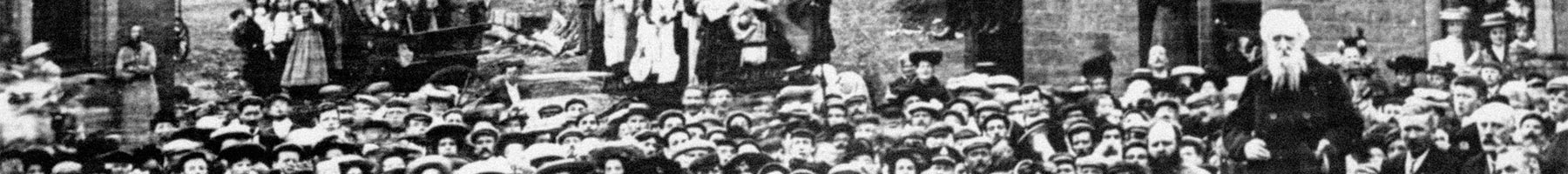 William Booth speaking to a crowd at Denby Dale