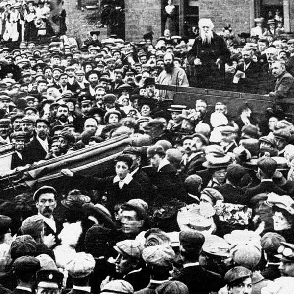 William Booth speaking to a crowd at Denby Dale