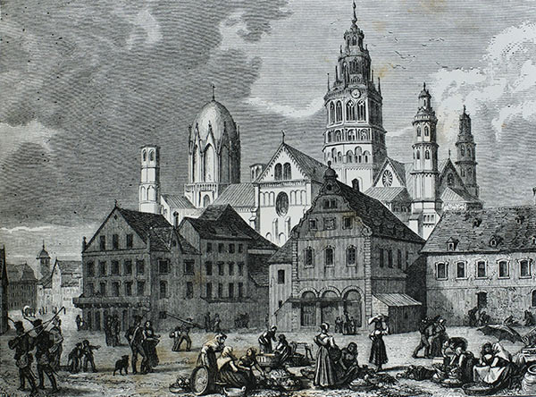 etching of Mainz, Germany