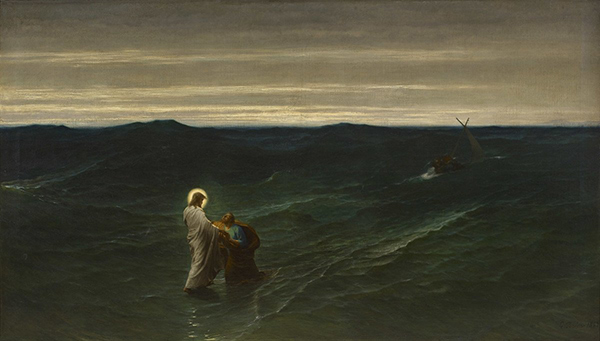 painting of Jesus and Peter on the Water