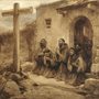 Saint Francis and his brothers pray before the cross