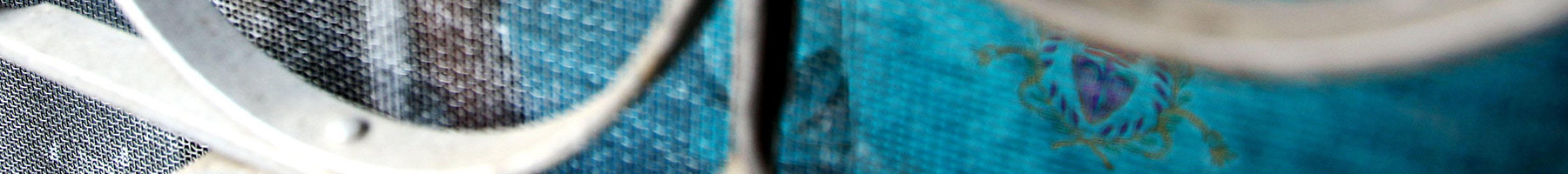 an old woman looking through a screen door at Christmas carolers