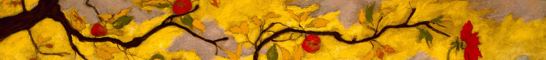 painting of an apple tree by a field